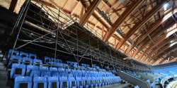 2018 Arena Construction: The scaff for more than 40 commentator boxes (Photo: M&M Production) 2018 Arena Construction: The scaff for more than 40 commentator boxes