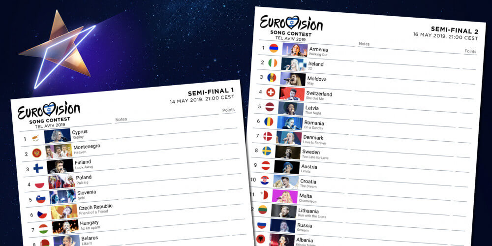 Scorecards For Eurovision 2019 Download Print