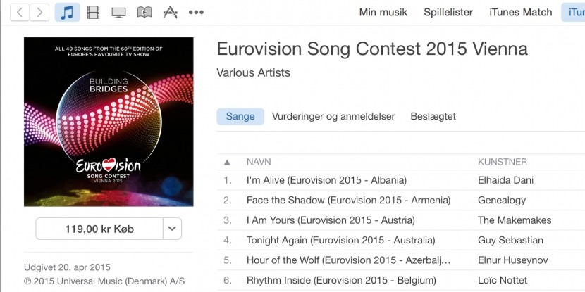 Eurovision 2015: CD iTunes