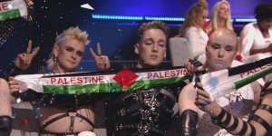Iceland 2019: Hatari with Palestine Flag at Eurovision Song Contest 2019