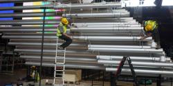 Mounting of the cylindrical pillars with LED light Mounting of the cylindrical pillars with LED light