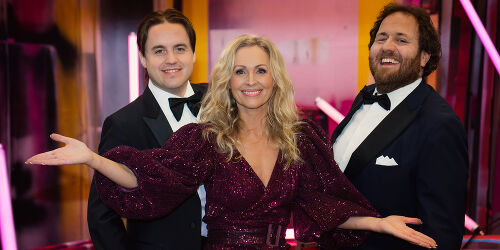 Norway MGP 2026 hosts: Markus Neby, Marte Stokstad, Ronny Brede Aase